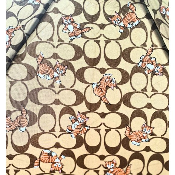 Coach Dancing Kittens Print Cat Tote Bag Mini Compact UV Protection Umbrella NWT - Picture 3 of 10